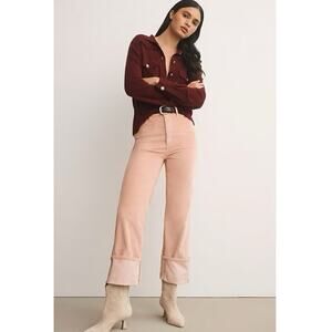 Anthropologie Pilcro Scotty Cuffed High-Rise Straight-Leg Jeans Corduroy 28